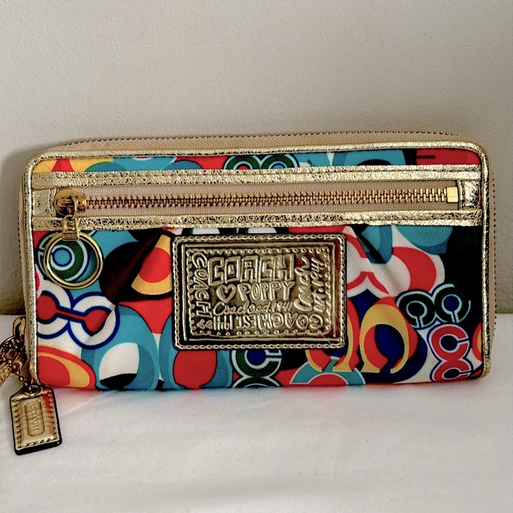 COACH Poppy Pop C Graffiti Zip Wallet Wristlet - Picture 2 of 12
